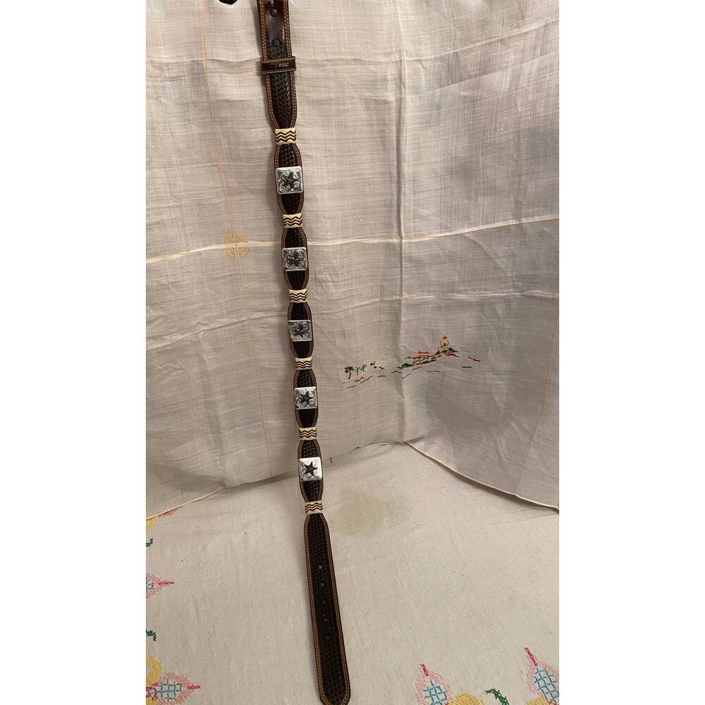 Ranger Belt Co Western/Cowboy Leather Belt Sz 34 Genuine Handtooled Leather